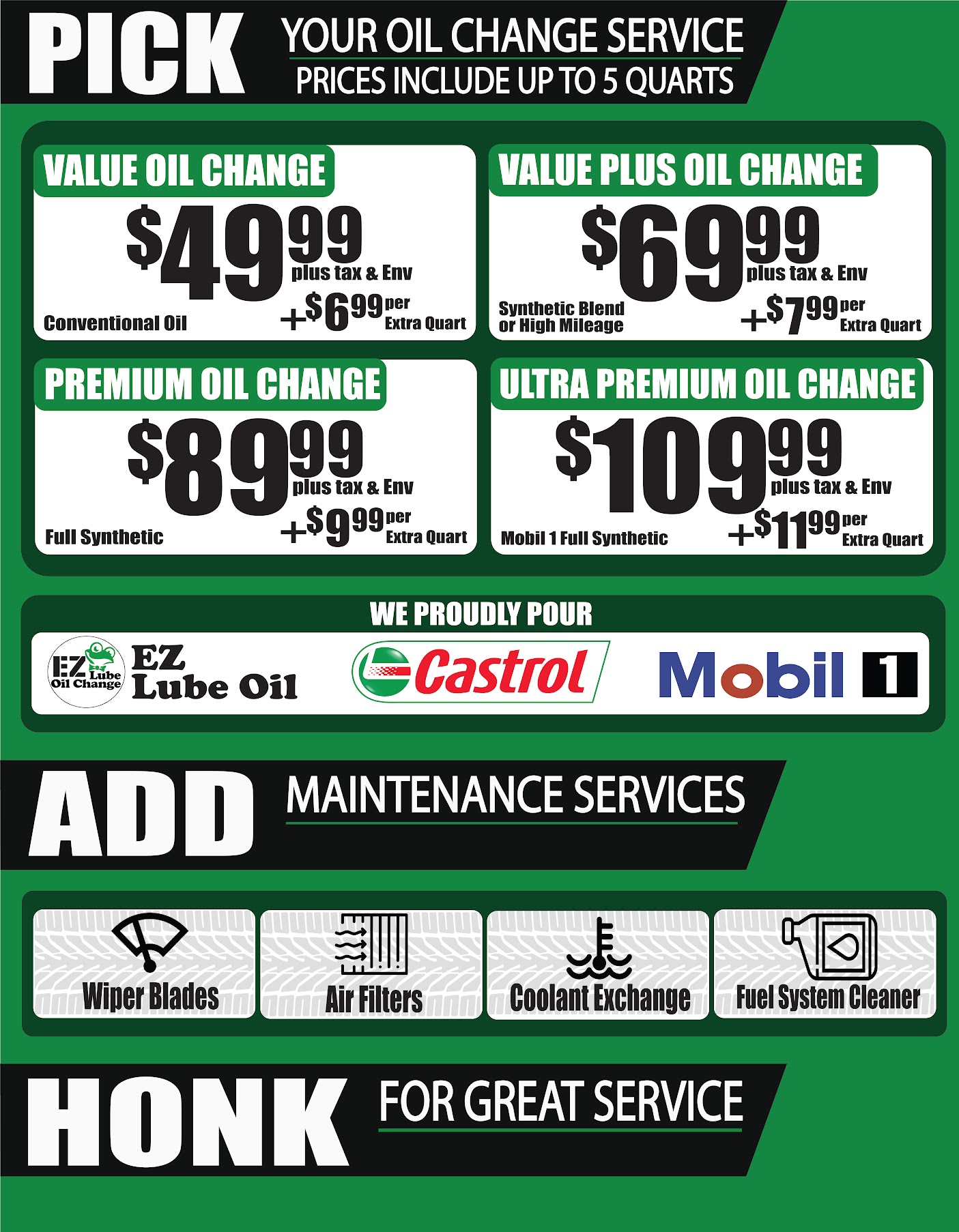 oil change prices lancaster and palmdale ca